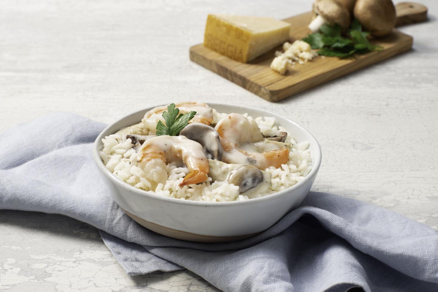 Shrimp Alfredo with Rice