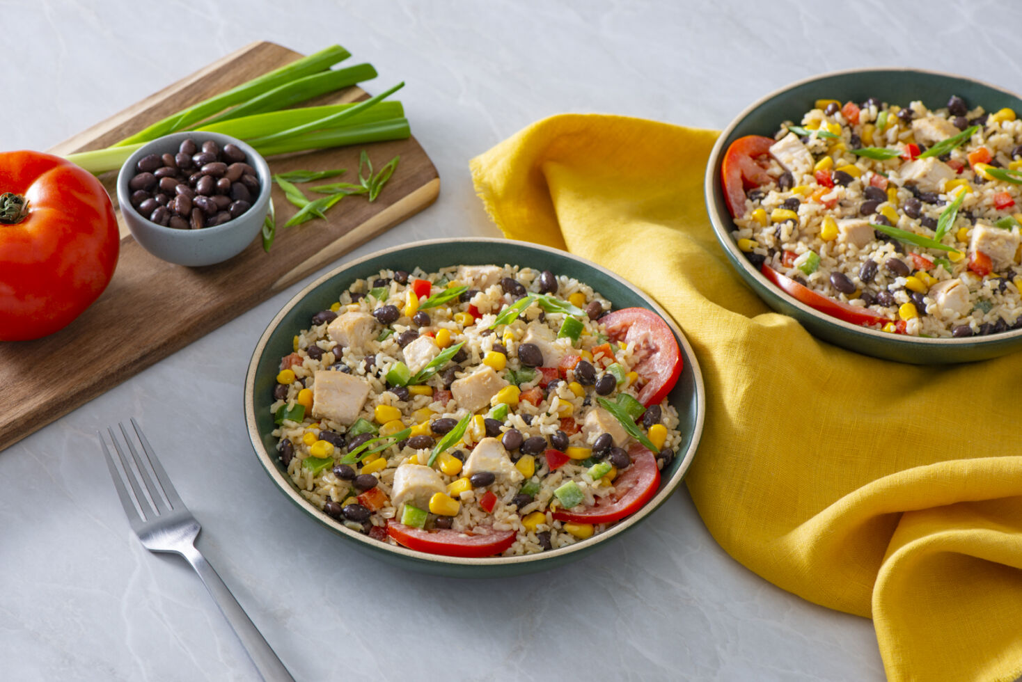 Confetti Bean Salad with Rice and Chicken