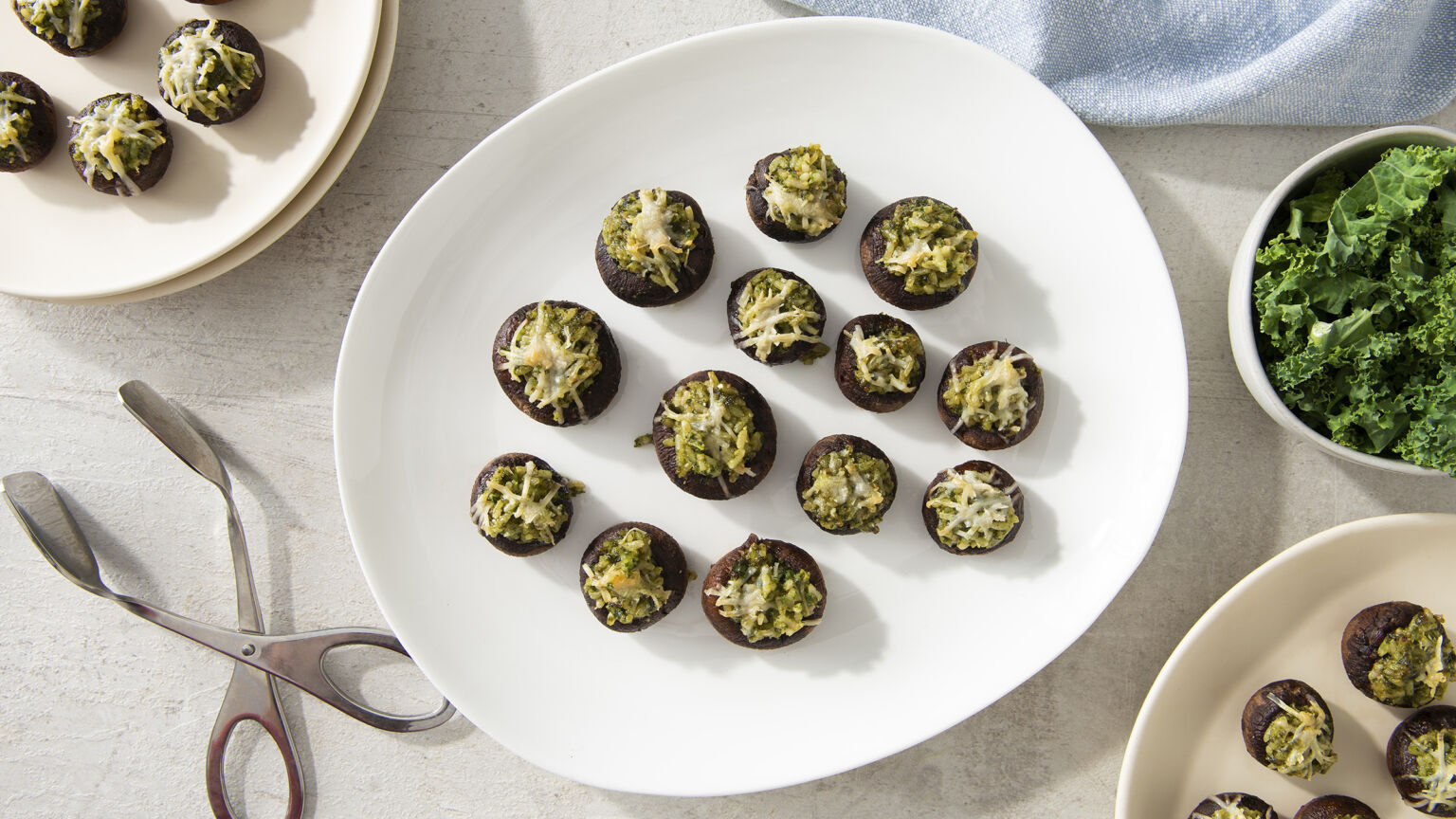 Kale Pesto Stuffed Mushrooms
