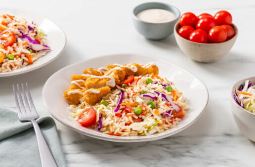 rice-salad-with-fried-chicken-shredded-cole-slaw-mix-cherry-tomatoes-and-ranch-dressing