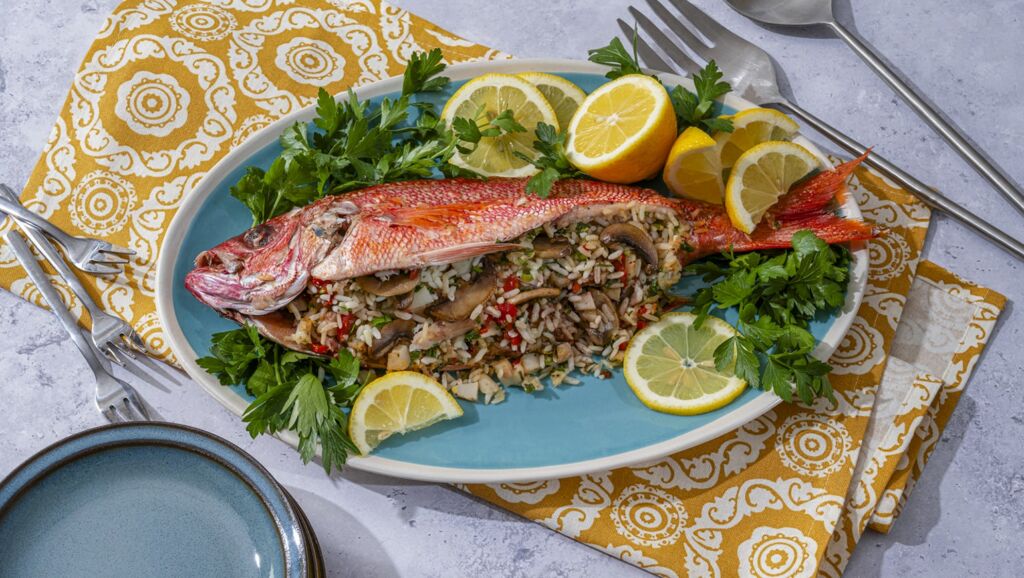 Baked stuff snapper