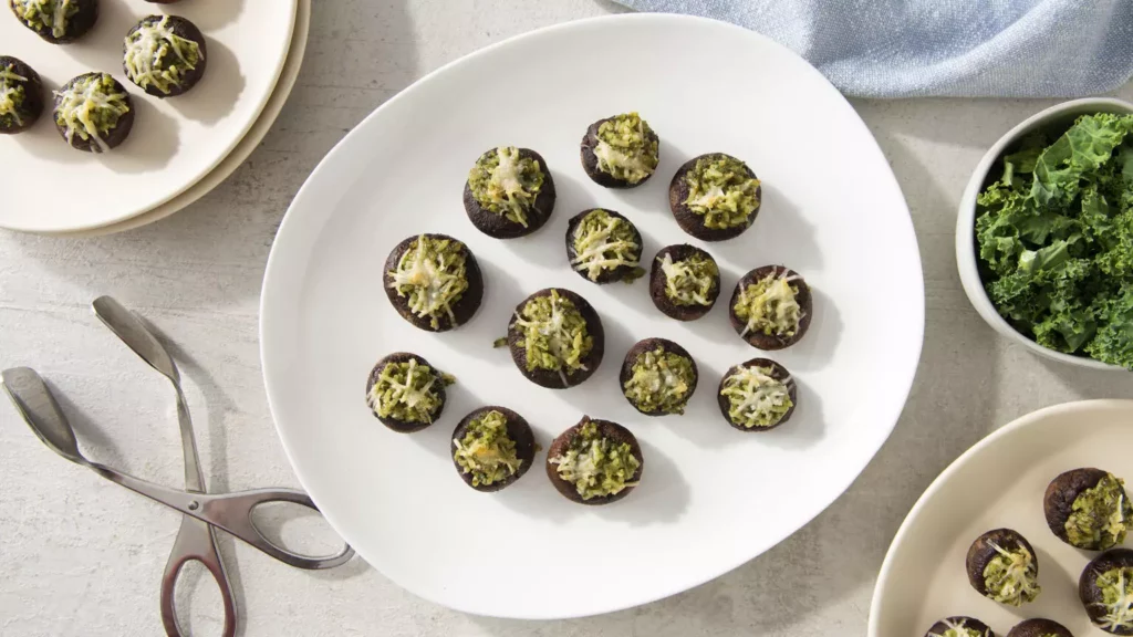 kale pesto stuffed mushroom recipe